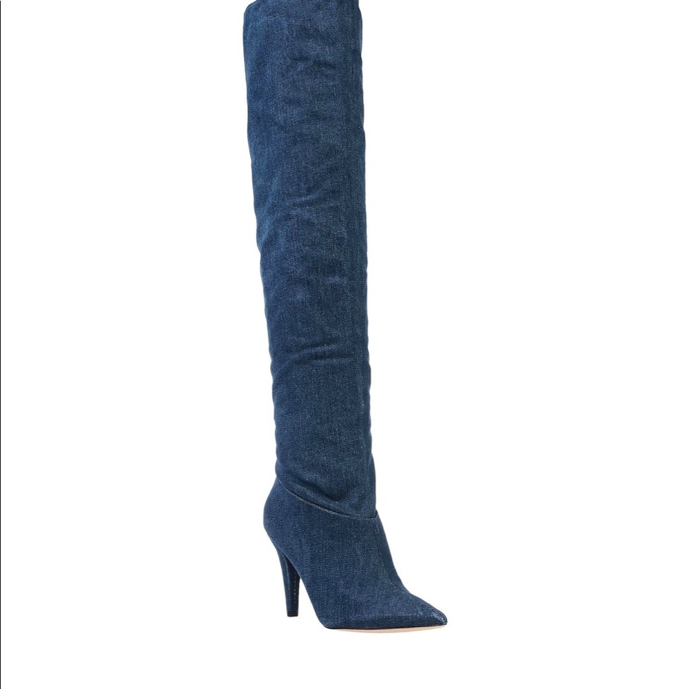 GUESS Denim Slouchy Stiletto Jean Boots